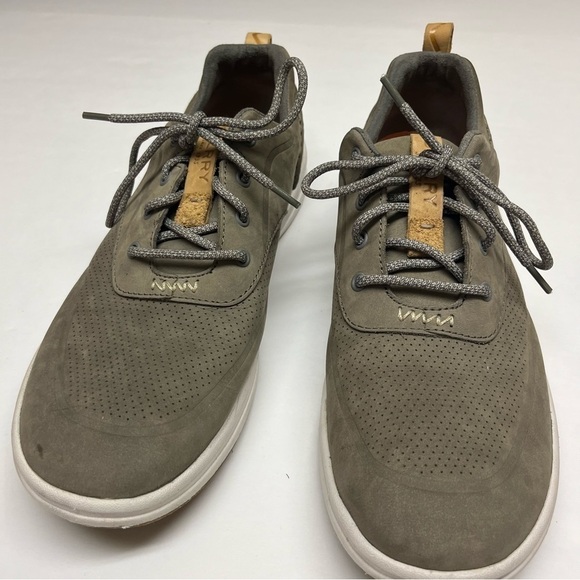 *SOLD* Sperry Top-Sider Mens Gamefish Gray Leather Lace Up Perforated Sneakers - Picture 4 of 9